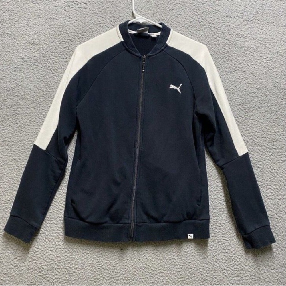PUMA Women's Sweatshirt L Full Zip Black White